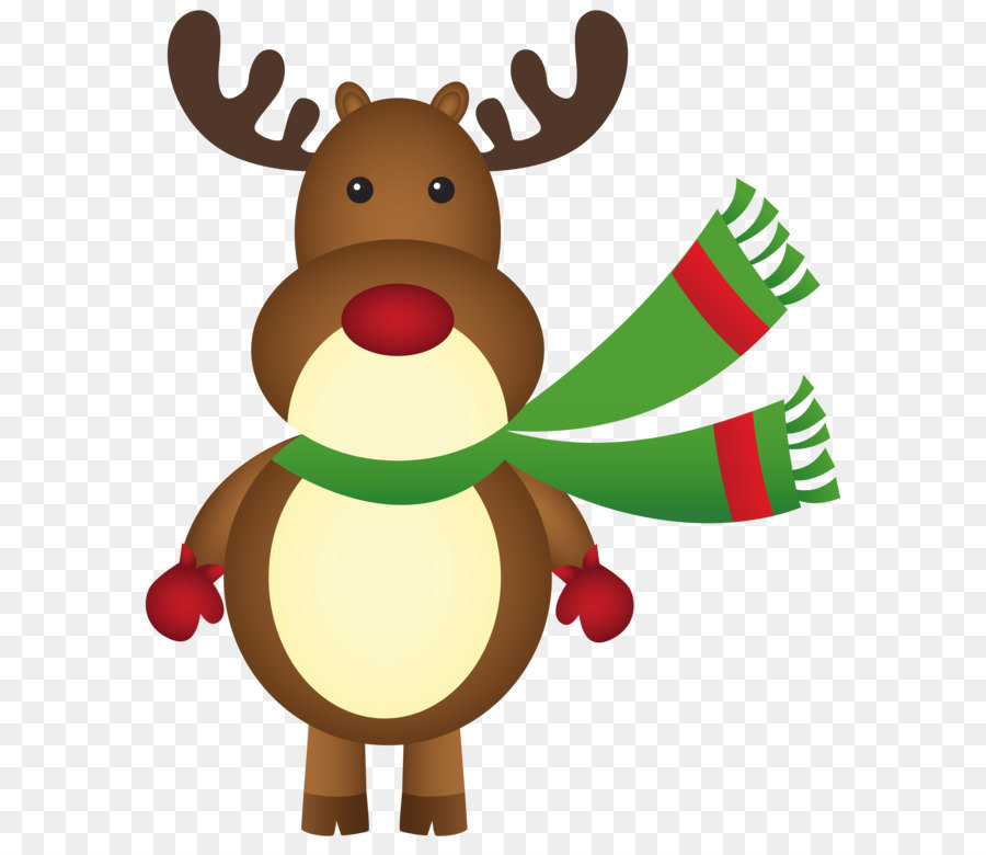 Rudolph Santa Claus's Rentier Weihnachten ClipArt - Weihnachten Rudolph mit Schal PNG Clipart Bild