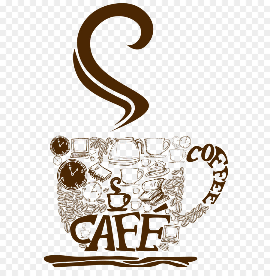 Caffè o Cappuccino Clip art - Decorativo Tazza di Caffè PNG Vettoriale Clipart