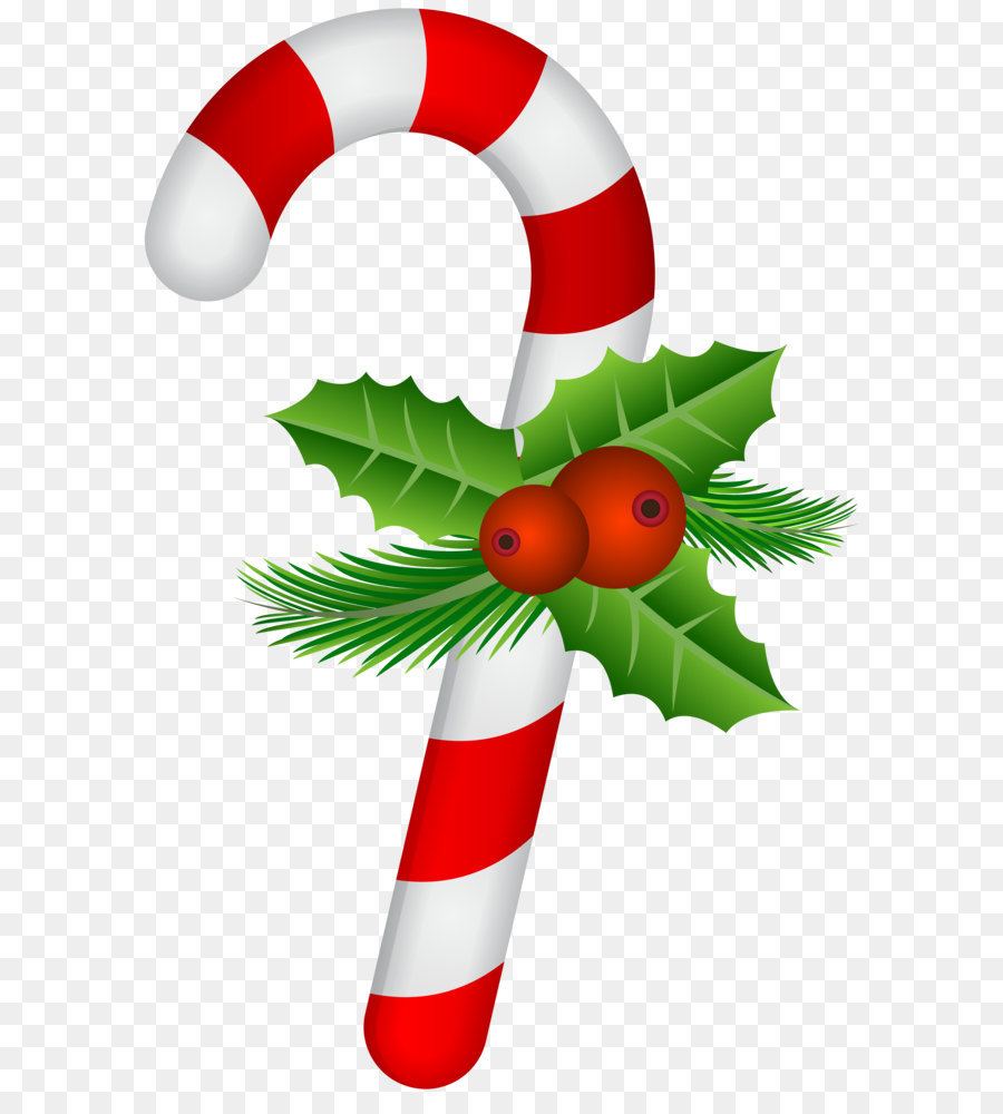 Canna di caramella di Natale Clip art - Candy Cane con Holly PNG Trasparente Clip Art