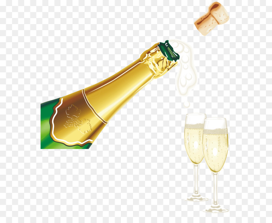 Neues Jahr Champagner mit Gläser PNG Clipart Bild