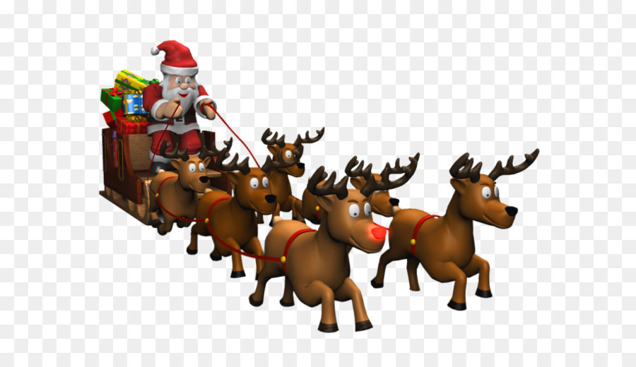 Renne di babbo Natale Babbo Natale a Cavallo di Natale ornamento - Santa Sleigh Immagine in PNG