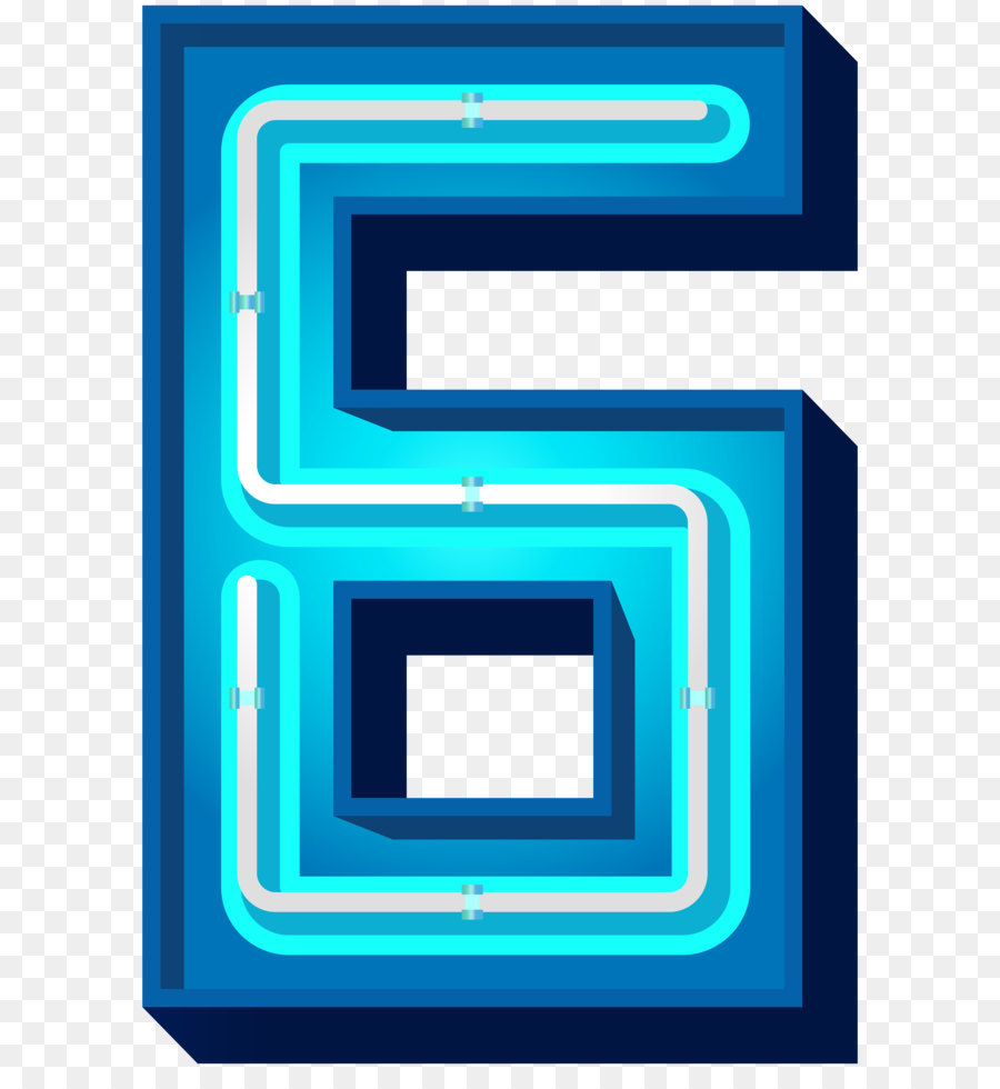 Produkt Blue Technologie Schriftart - Nummer Sechs Blauen Neon PNG clipart Bild