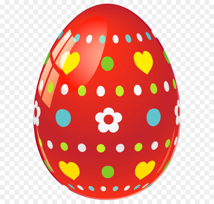Easter Bunny trứng Phục sinh Trứng trang trí Clip nghệ thuật - Đỏ Trứng Phục sinh với Hoa và trái Tim PNG hình Ảnh