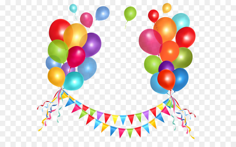 Geburtstag Kuchen Ballon clipart - Transparente Party Streamer und Ballons PNG Clipart Bild