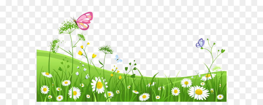 Clipart - Gras mit Schmetterlingen Clipart Bild