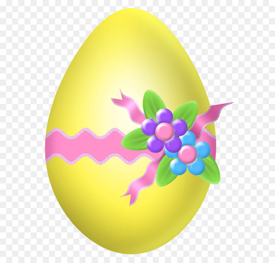 Osterhase clipart - Ostern, Gelb, Ei mit Blumen Dekoration PNG Clipart Bild