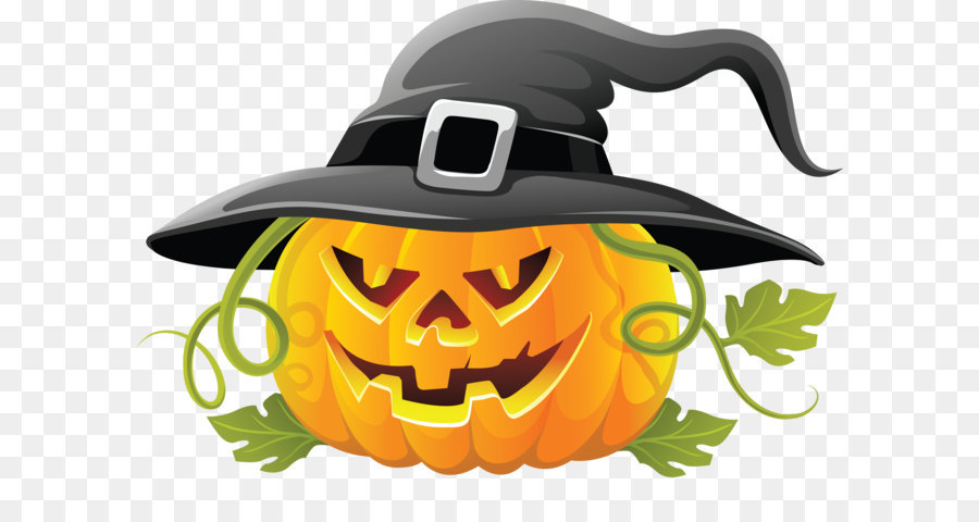 Halloween Jack O' Laterne Kürbis Clip Art - Große Transparente Halloween Kürbis mit Hexe Hut Clipart