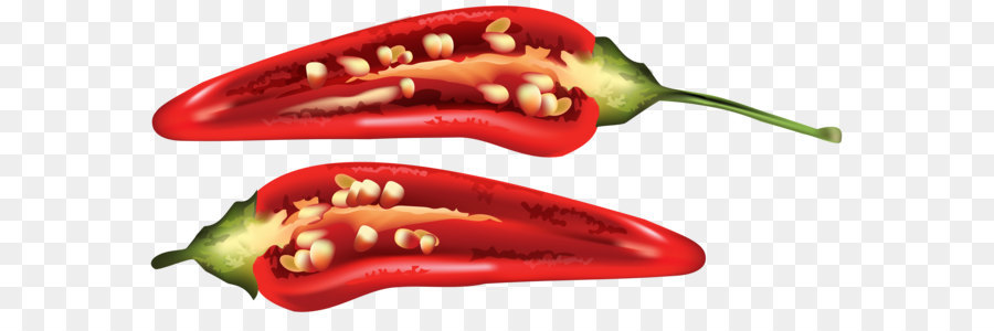 Chili pepper, Bell pepper, Cayenne pepper, Serrano pepper - Eine halbe Rote Chili-Pfeffer, PNG-clipart-Bild