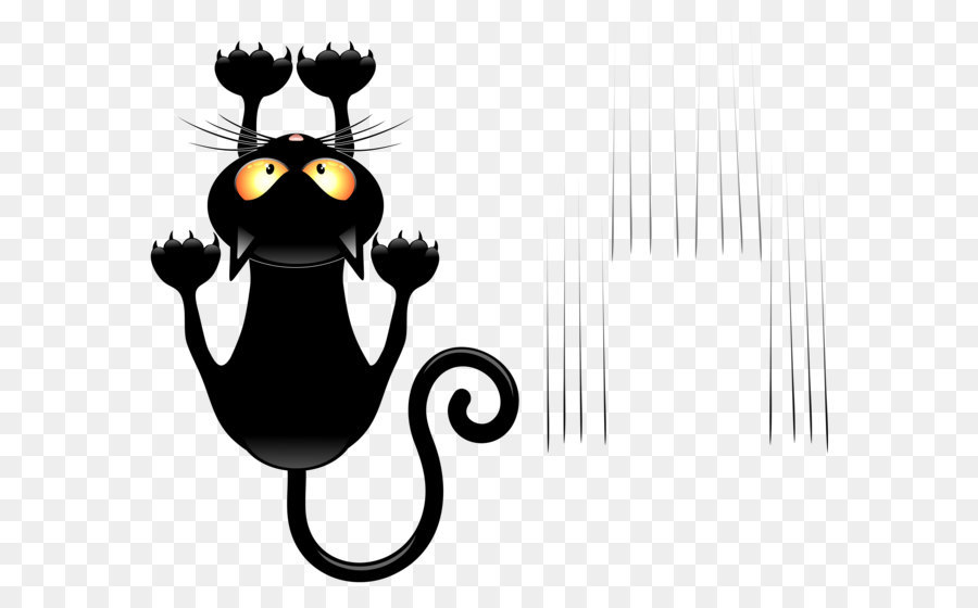 Schwarze Katze Cartoon clipart - Schwarze Katze und Kratzern Transparente Vektor Clipart