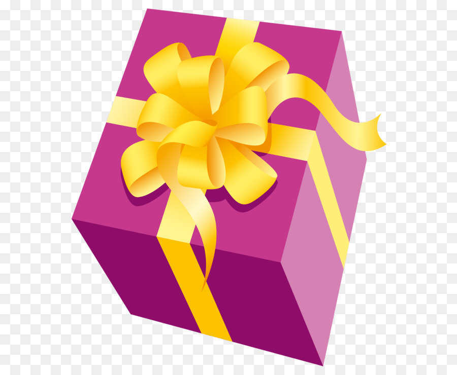 Ballon Geschenk-Box Papier Geburtstag - Pink PNG Präsentieren mit Gelben Bogen-Clipart