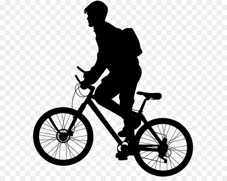 Bicicletta elettrica, Ciclismo, Bicicletta sospensione Clip art - Uomo in Sella a Biciclette Silhouette Clip Art Immagine PNG