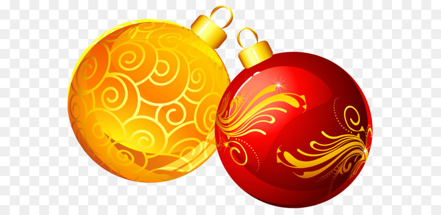 Weihnachtsornament, Santa Claus, Weihnachtsbaum - Weihnachten Gelb Rote Verzierungen PNG Clipart
