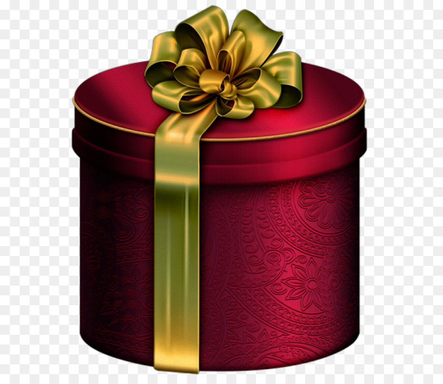 Regalo di natale Casella di Clip art - Tondo di colore rosso confezione regalo con fiocchetto dorato Clipart