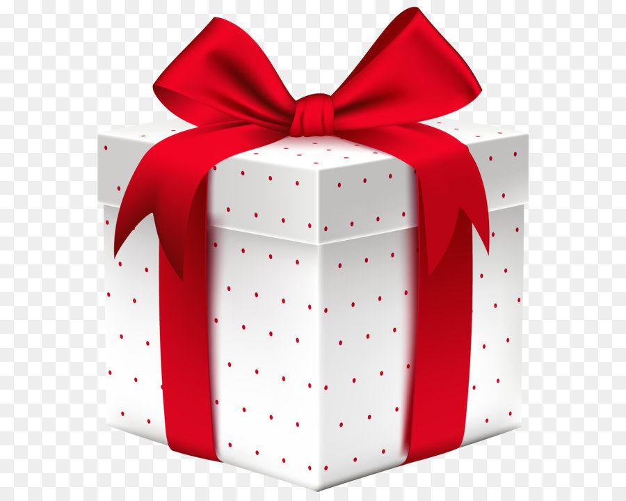 Geschenk-Karte Geschenk zu Weihnachten - Die weiß-Punktierte Geschenk-Box mit PNG-Clipart-Bild