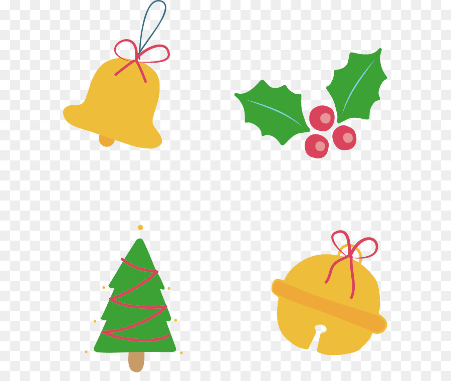 Weihnachtsbaum Clip Art - Vier gelbe Glocke Dekoration