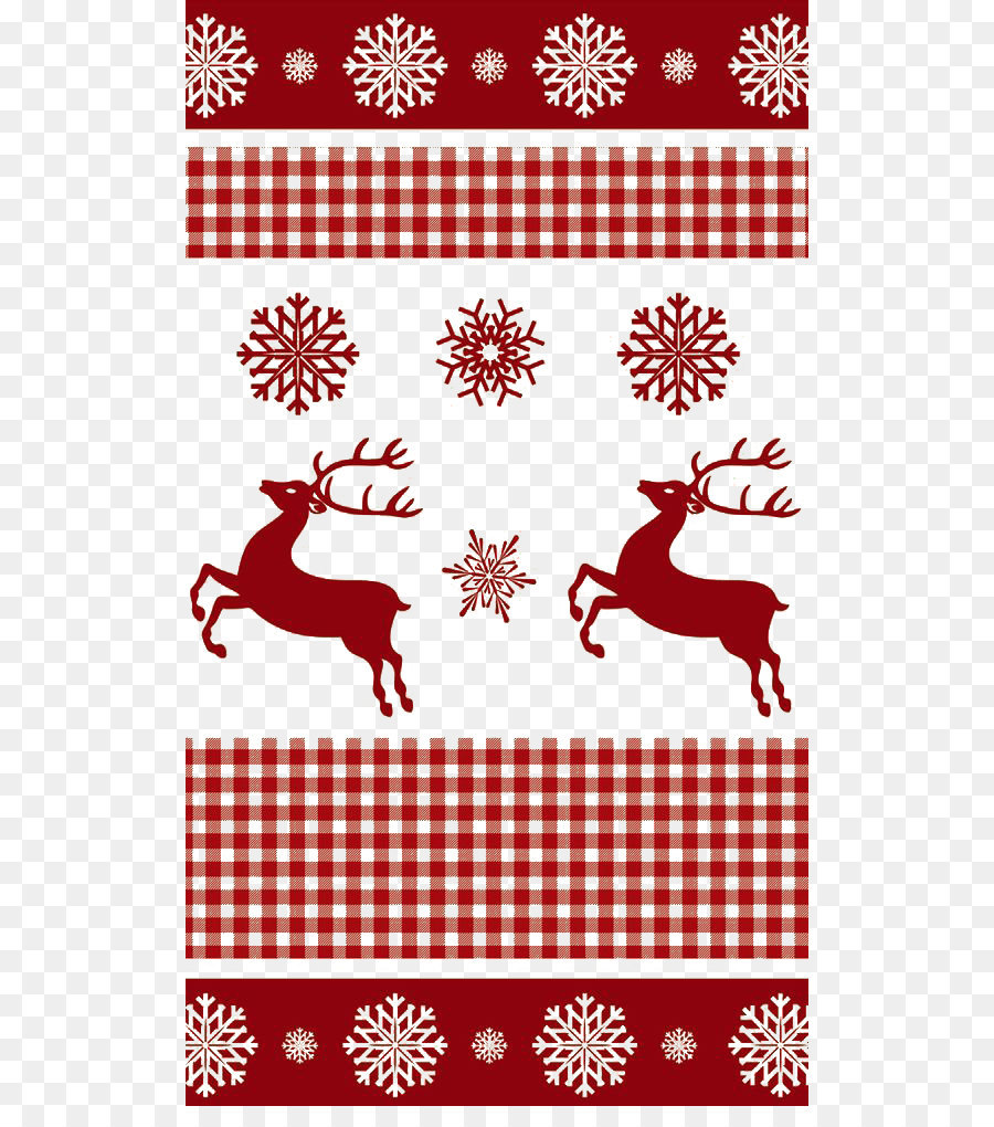 Natale jumper Babbo Natale, albero di Natale Modello - Rosso fiocco di neve sfondo renna