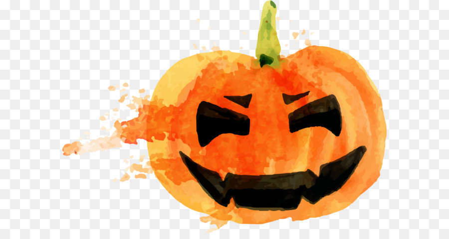 Halloween-Kürbis Jack-o'-lantern Calabaza - Halloween Kürbis Aquarell
