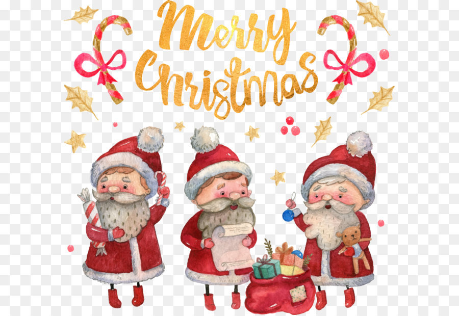 Santa Claus Royal Christmas Message Kind - Handgemalte Aquarell Weihnachtskarten