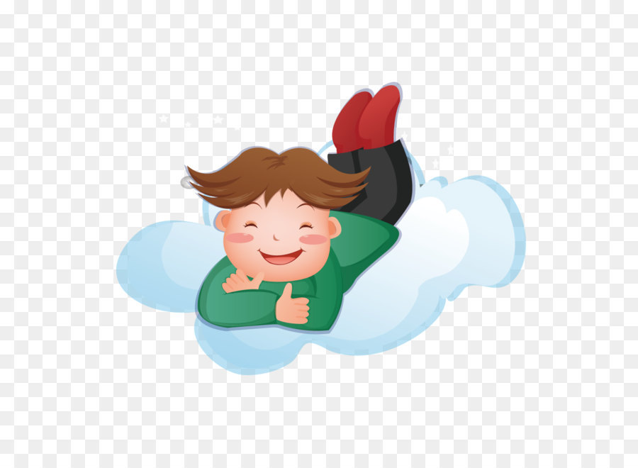 Leo-Löwe-Illustration - Junge liegt auf Wolken
