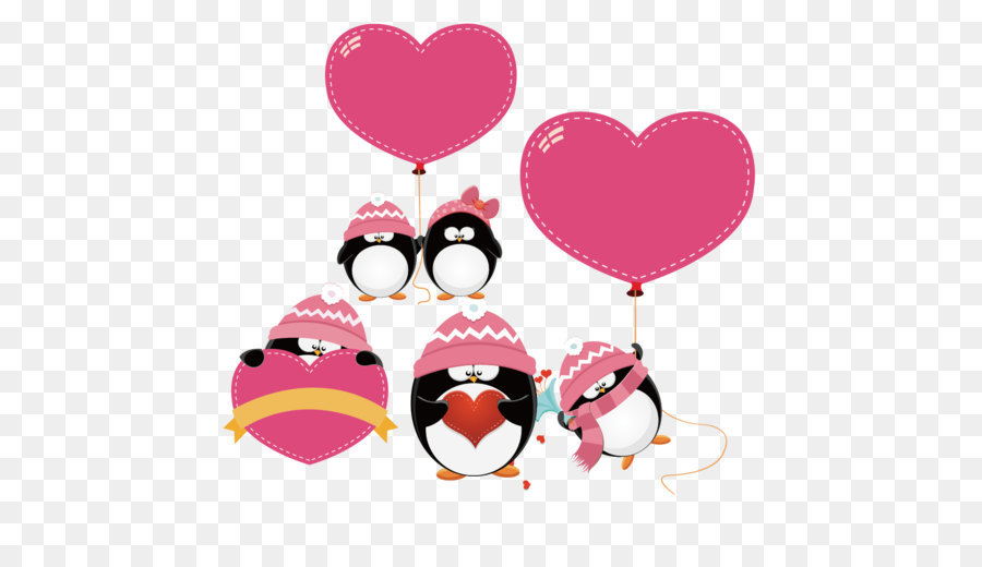 Pinguino adesivo carta da Parati - Pinguino amore cappello rosa