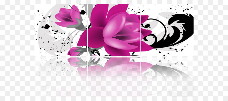 La computer grafica 3D carta da Parati - L'effetto 3D purple floral background