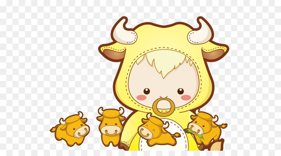 Latte Cartoon zodiaco Cinese - Q versione di vitello