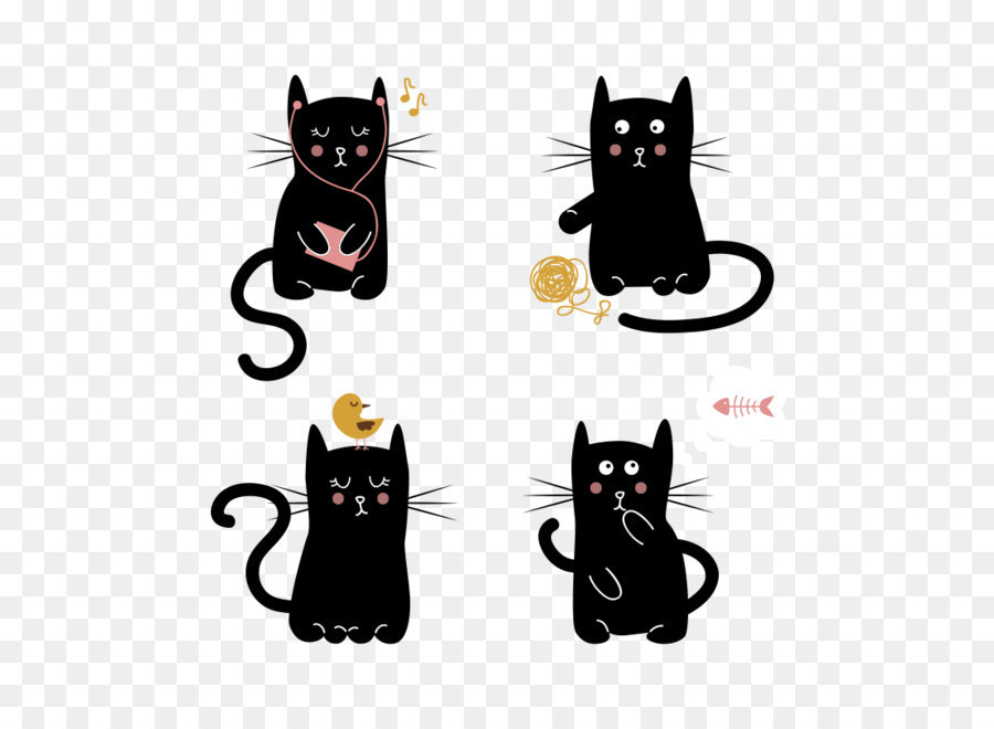 Gatto nero Gattino Carineria - gattino,animale,Cartone animato