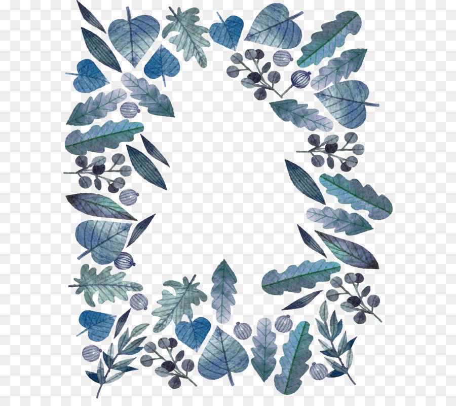 Blau Aquarell Blätter