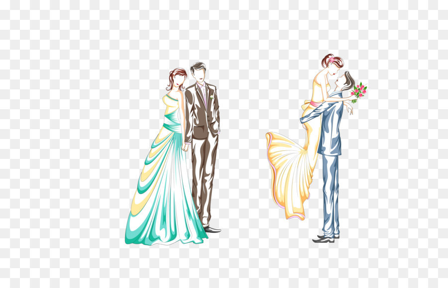 Vektor Farbe zwei Paare von new wedding