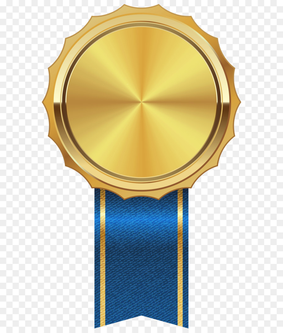 Medaglia d'oro con un nastro Blu Clip art - Medaglia PNG