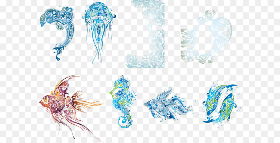 Vektor Muster, bestehend aus marinen Organismen