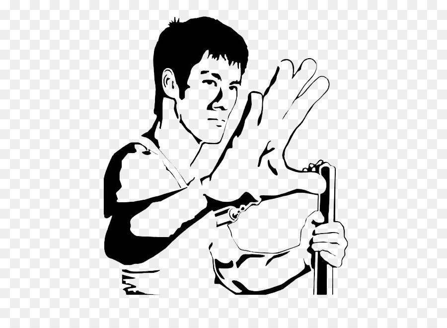 Bruce Lee-Aufkleber-Wandtattoo-Schablone - Bruce Lee schwarz und weiß-cartoon-Stil