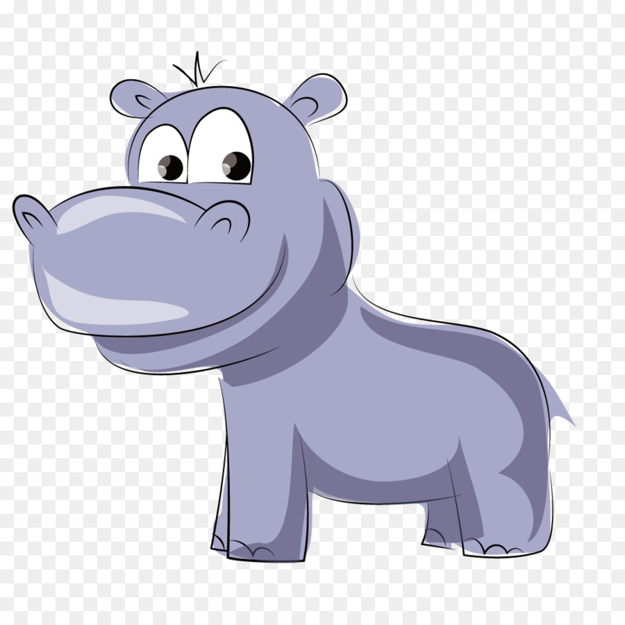 Con Chó Con Hà Mã Hoạt Động Vật - Phim hoạt hình dễ thương màu xanh hippo