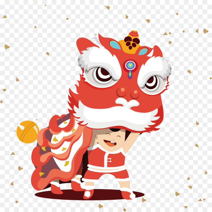 Danza del leone Cinese Nuovo Anno Tangyuan Lantern Festival, Illustrazione - Leone ragazzo vettoriale