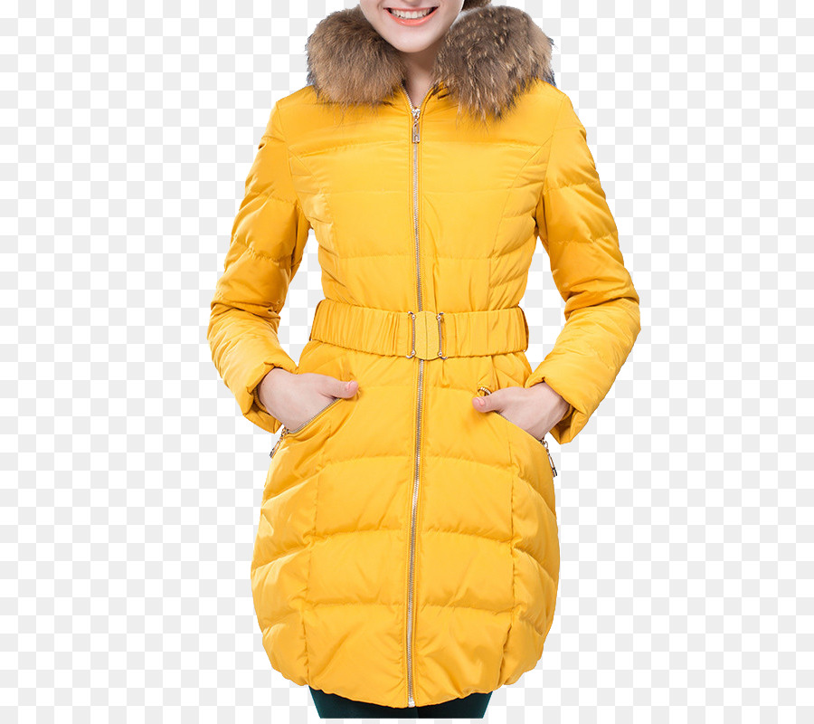 Jacke Kleidung nach Unten Feder Fell Gelb - Gelbe Jacke