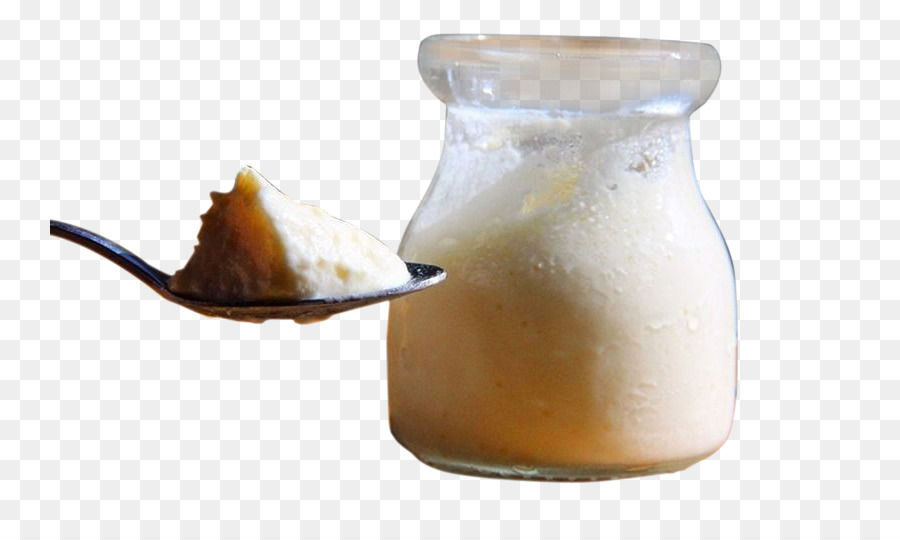 Geschmack Trinken - Löffel und Glas Käse-pudding