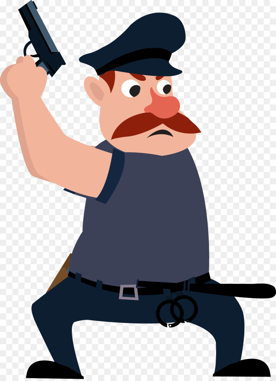 Cartoon Polizist-Symbol - Kriminalpolizei hält eine Pistole