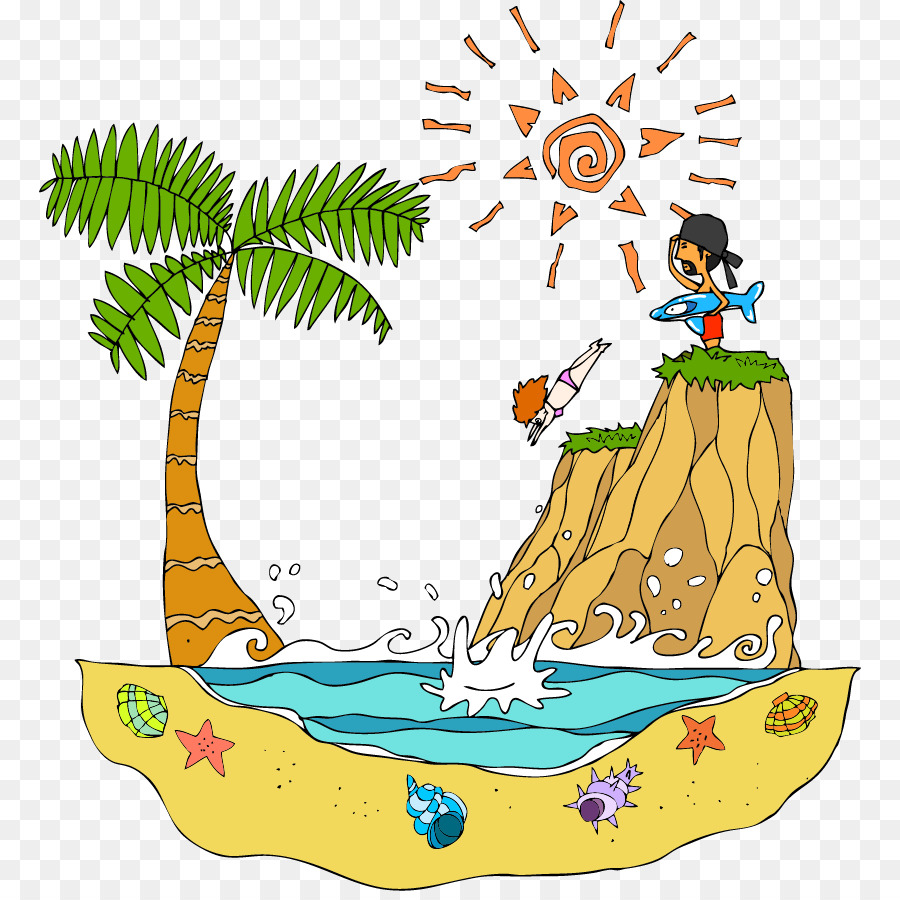 Cartoon Stock-illustration Illustration - Vektor-Insel Schwimmen