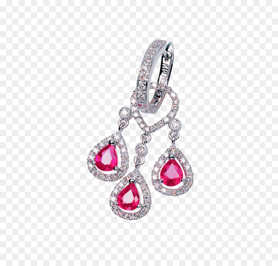 Orecchini Bling-bling gioielli penetranti del Corpo di Diamante - Di alta qualità rubino ciondolo