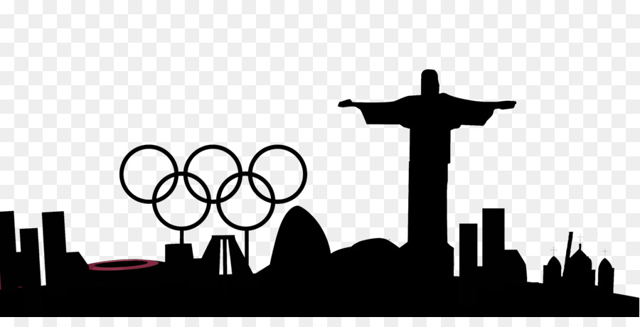 Cristo Redentore Estate 2016 Olimpiadi Invernali del 2014, cerimonia di apertura delle Olimpiadi di Squadra di Rifugiati Atleti Olimpici, Giochi Paralimpici - Vector silhouette Olimpiadi
