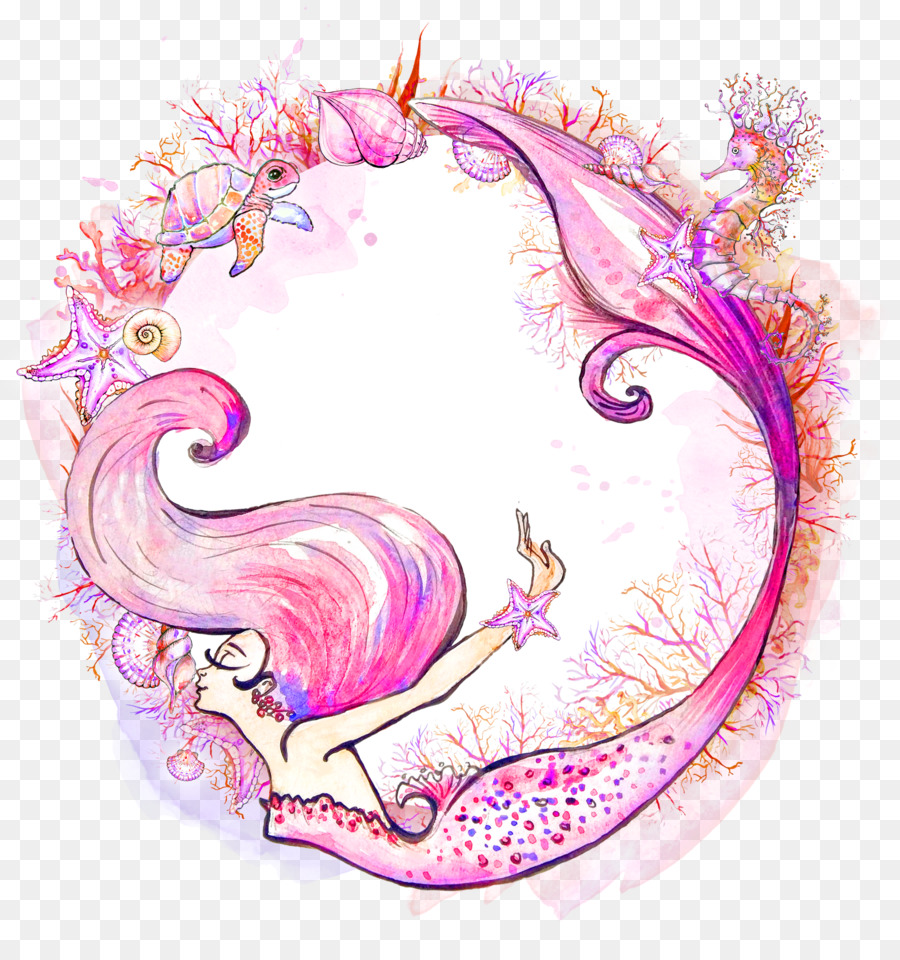 Sirena pittura ad Acquerello Sirena Clip art - Rosa Mermaid