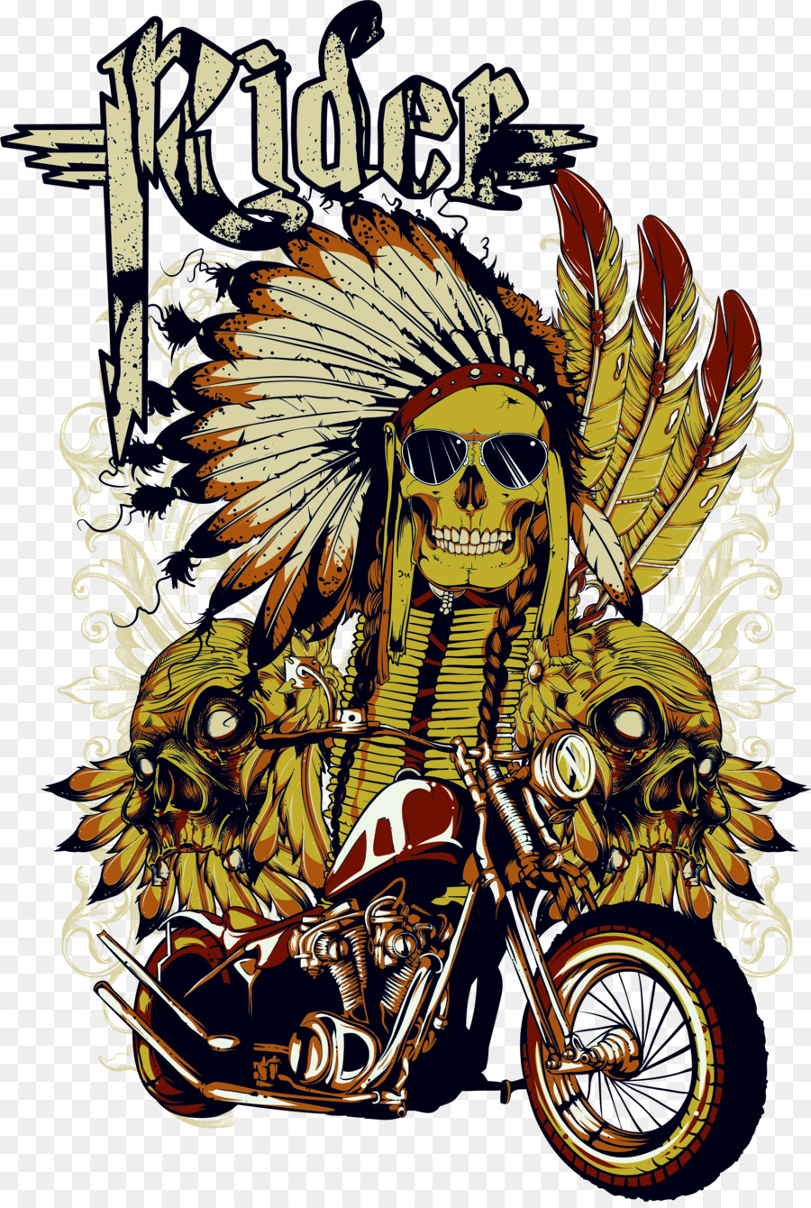 T-shirt Motorrad Skull - Motorrad-und Schädel