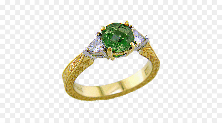 Smeraldo Anello Con Tsavorite Diamante Granato - Smeraldo Anello In Oro