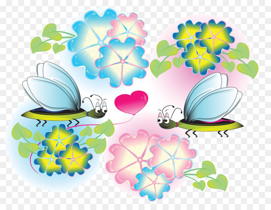 Schmetterling Text Illustration - Cartoon flower bug