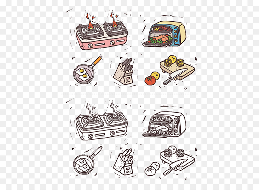 Phim hoạt hình Vẽ Chứng minh hoạ - đồ dùng nhà bếp biểu tượng