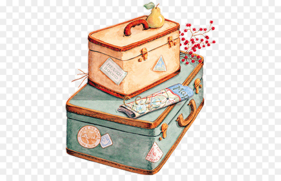 Koffer-Gepäck-Reise-Tasche-tag-clipart - Aquarell Gepäck