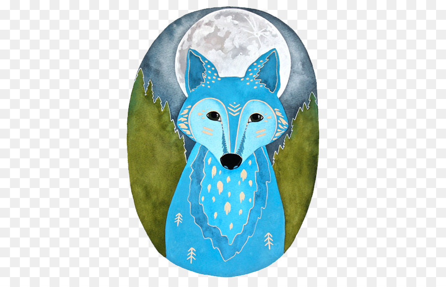 Lupo grigio pittura ad Acquerello Fox Illustrazione - Volpe blu