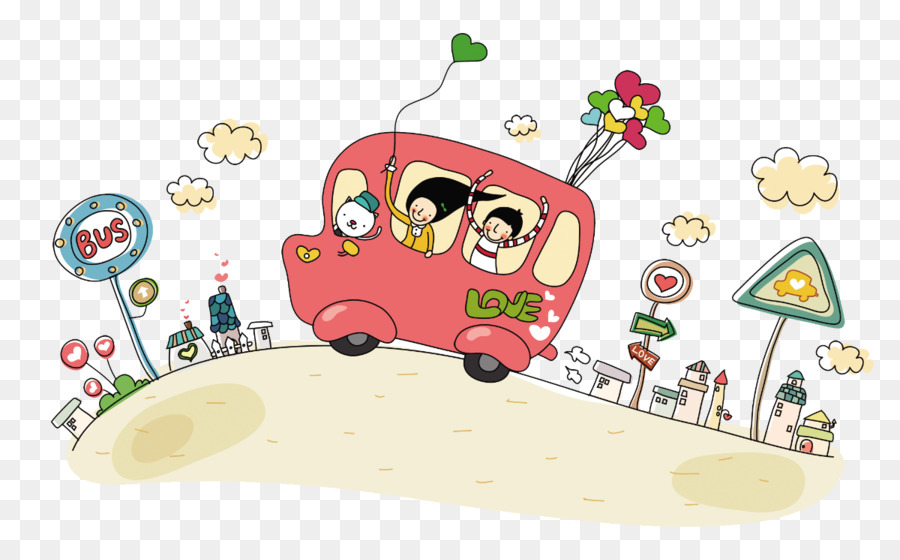 Bus Cartoon-Animation - Schulbus
