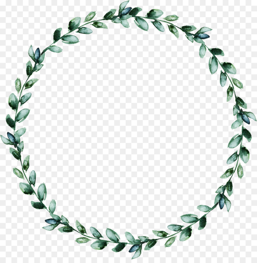 Corona Foglia - acquerello corona di foglie verdi