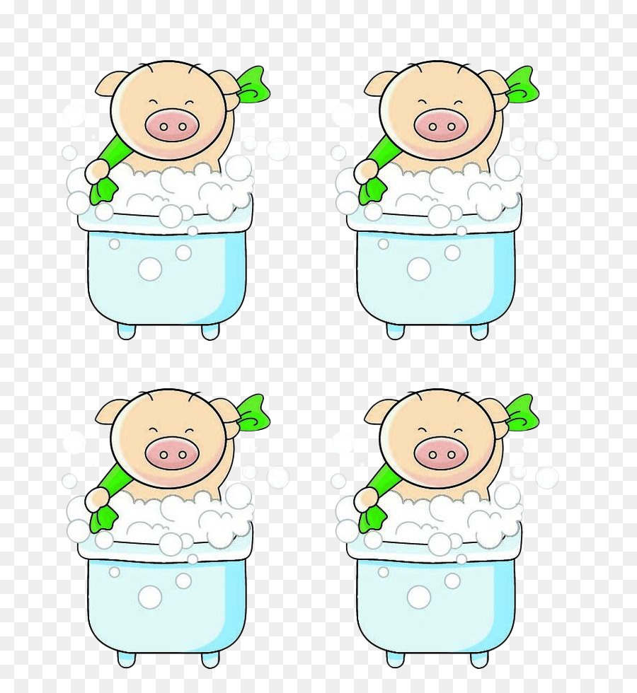 Clipart - Vier identische pig baby-Dusche-Bilder
